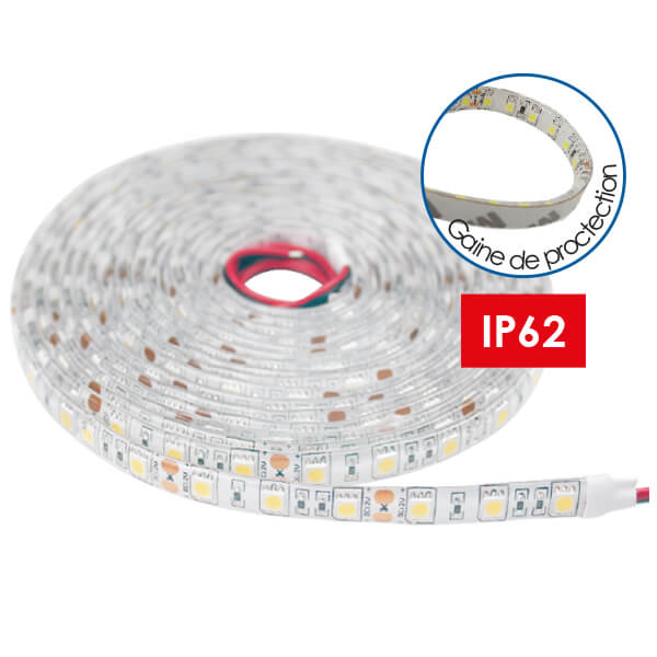 Image d'illustration du produit Bande LED SHM101- 4.8W/m - 12V - blanc chaud (3500K) - IP62 - bobine de 5 mètres 